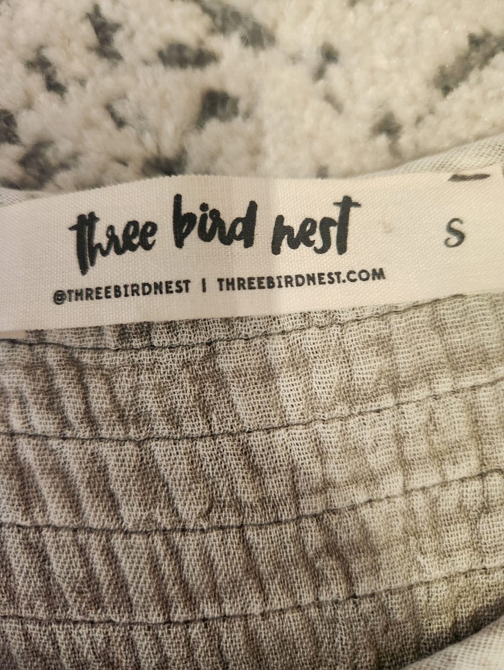 Three Bird Nest Mini Dress Quinn Puff Sleeve Oatmeal Boho Peasant Oversized S - Picture 11 of 16